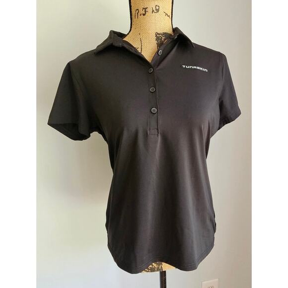Tunaskin Black Womens Performance Polo Half Button Top Shirt . Sz M - Picture 1 of 5
